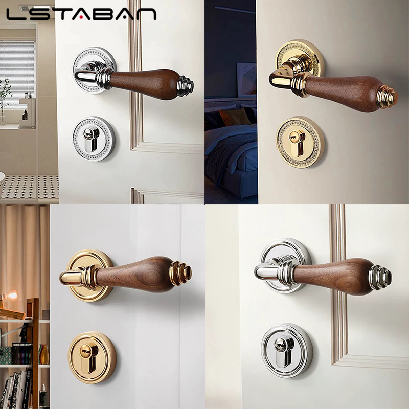 Furniture Hardware Locks - Euro Walnut Wood Handle Door Lock
