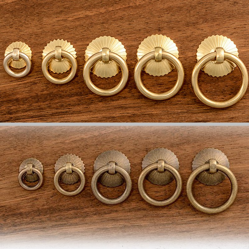 Furniture Hardware Locks - Vintage Brass Cabinet Ring Knobs Pulls