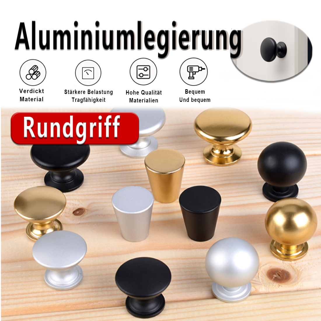 Furniture Hardware Locks - 5PCS Aluminum Kitchen Cupboard Round Shape
